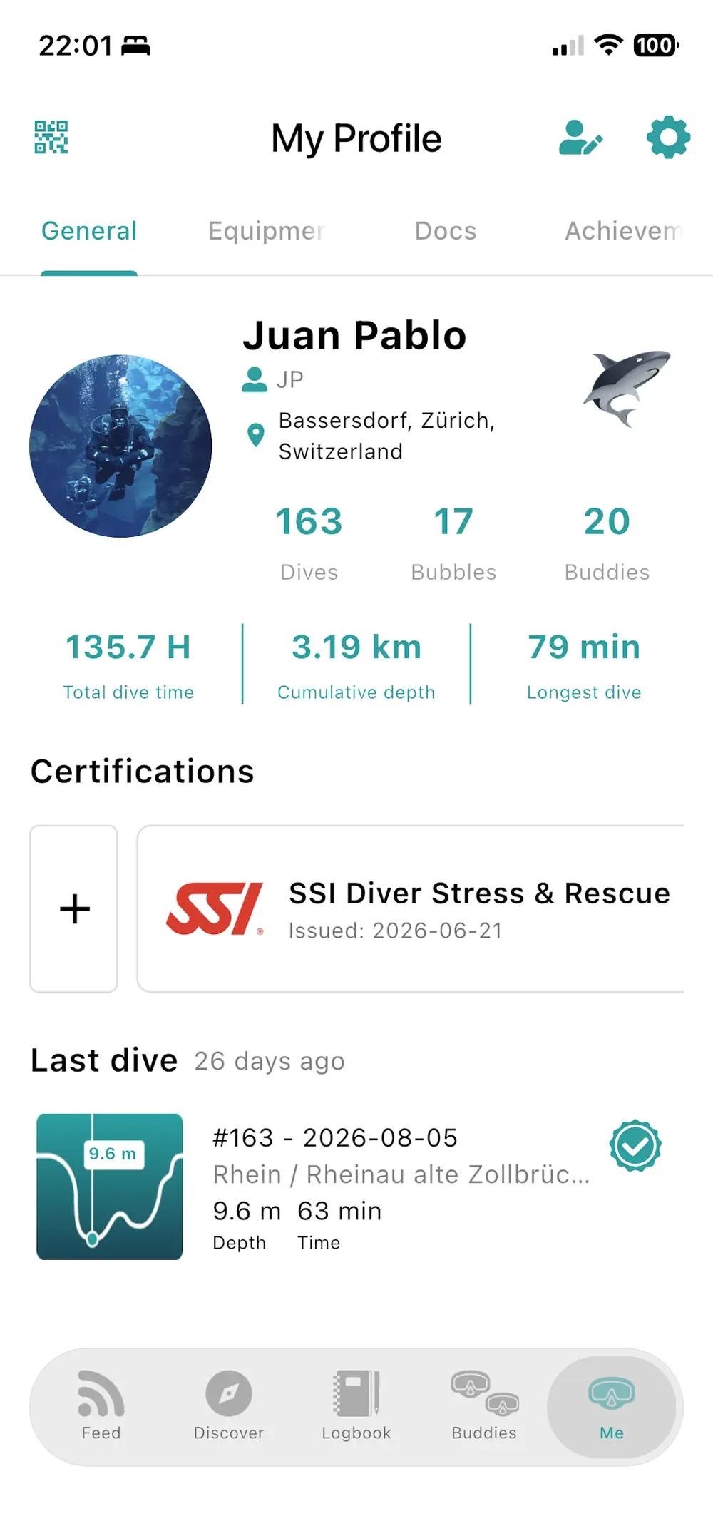 Your profile and cards — Blue Trails app