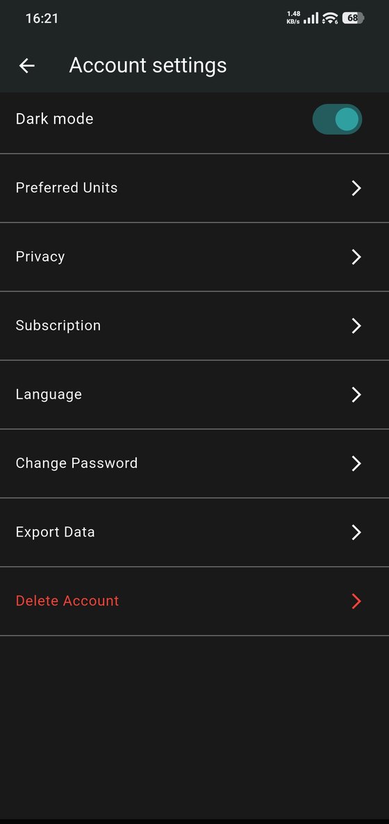 Account settings