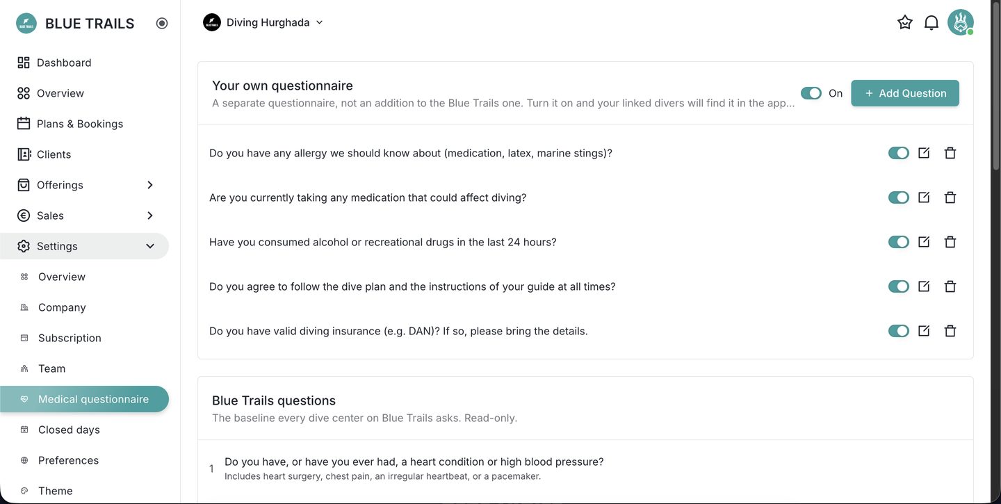The baseline medical questions