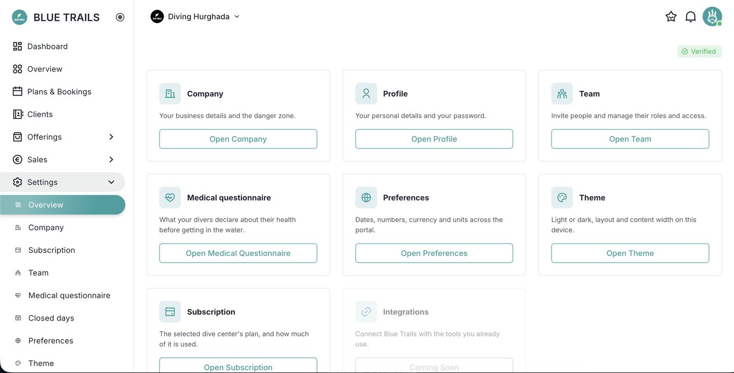 Settings overview